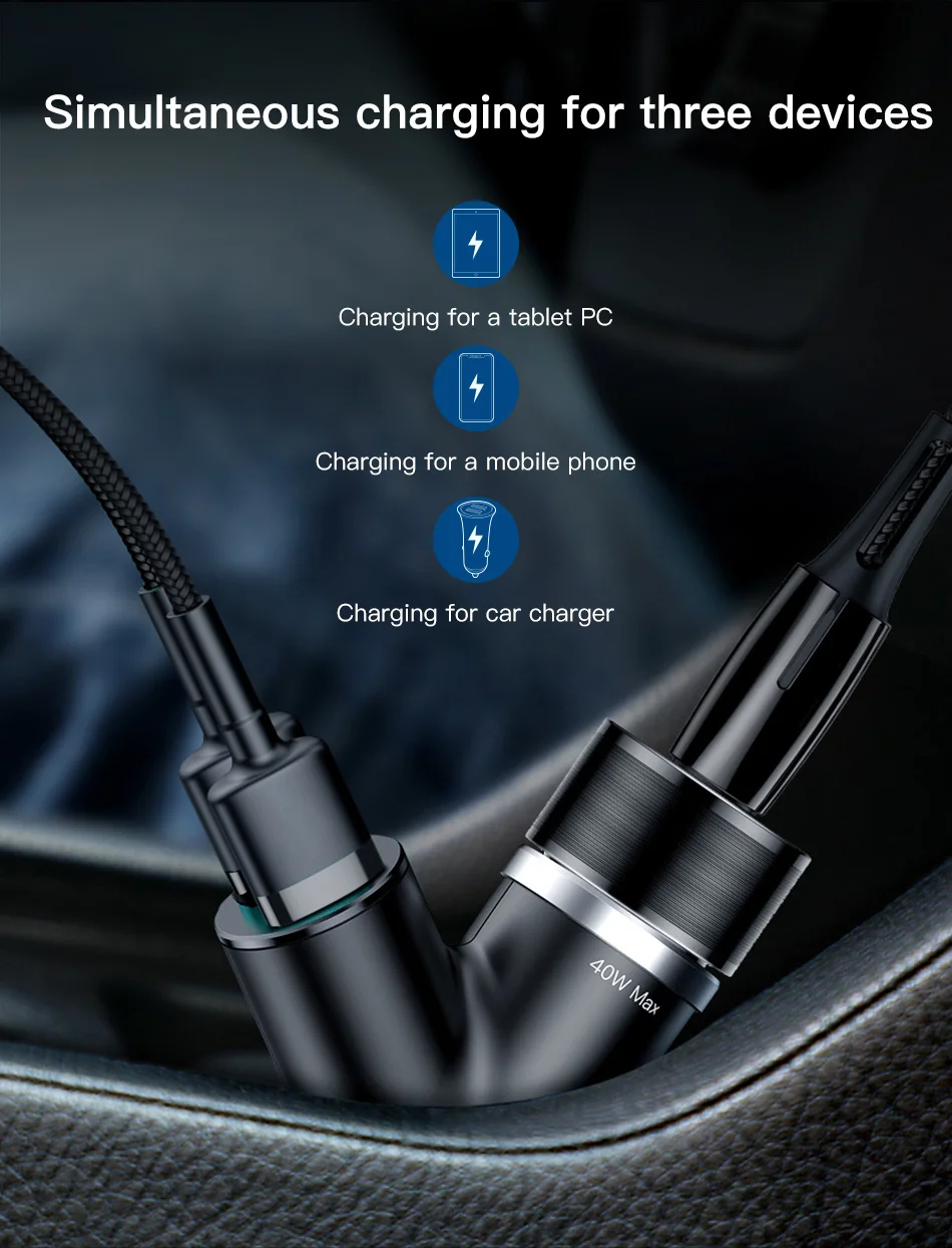 Автомобильное зарядное устройство Baseus, двойное USB зарядное устройство для телефона, автомобильное зарядное устройство USB для телефона, 2 порта USB, быстрое автомобильное зарядное устройство для телефона для iPhone, samsung