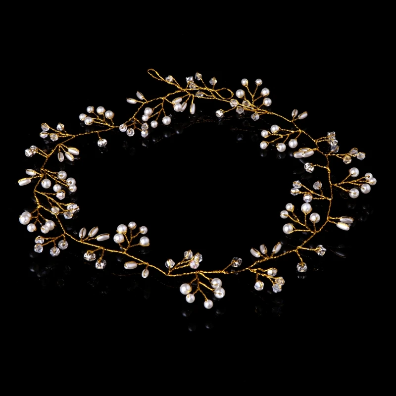 2020 Luxury Wedding Bridal Rhinestone Faux Pearl Headband Tiara Hair Chain Headpiece | Украшения и аксессуары