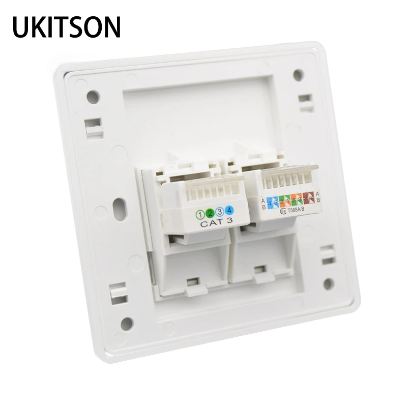 

Glossy Panel Phone RJ11 With CAT5E RJ45 Wall Socket Outlet 86x86mm For Internet Telephone Plug