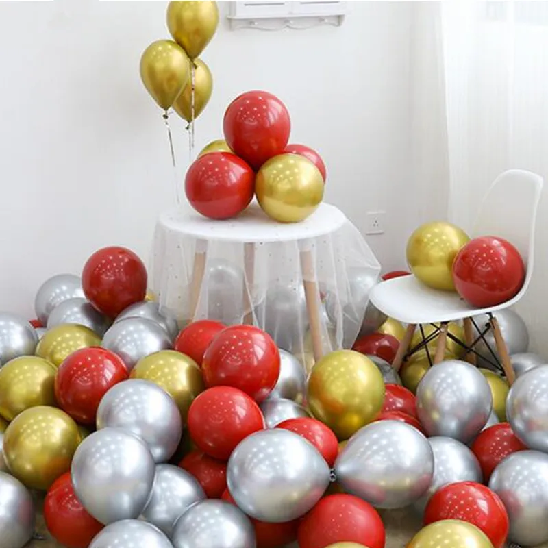 

10PCS silver gold pink Metallic Latex Balloons Pearly Metal balloon Gold Colors Globos Wedding Birthday Party Supplies Balloon