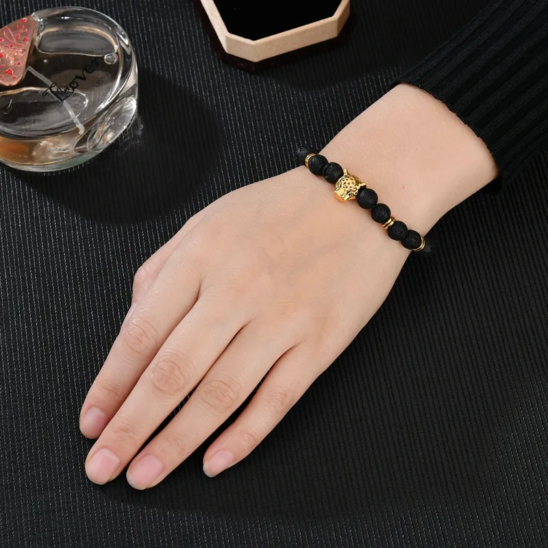 Женские и мужские браслеты ручной работы с бусинами леопардовыми для вечеринок в