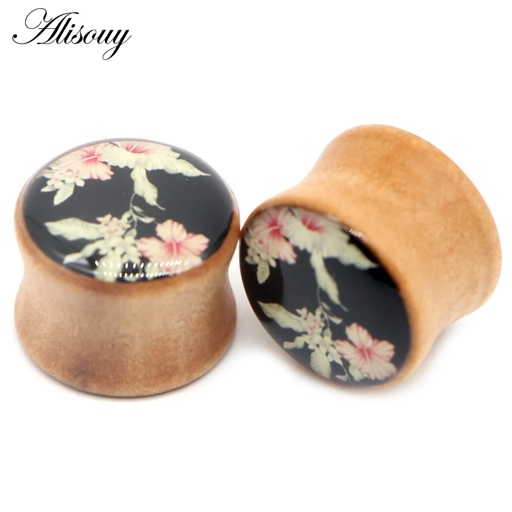 EM0904B Campsis Alisouy, 2 шт, модные беруши из натурального дерева, тоннели для плоти, 8-20 мм, Эспандер для ушей, носилки, пирсинг, ювелирные изделия - Окраска металла: EM0904B Campsis