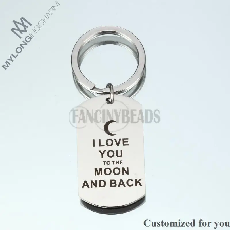 Брелок из нержавеющей стали 304-1 шт. персональный брелок-I love you to moon and back-подарок на