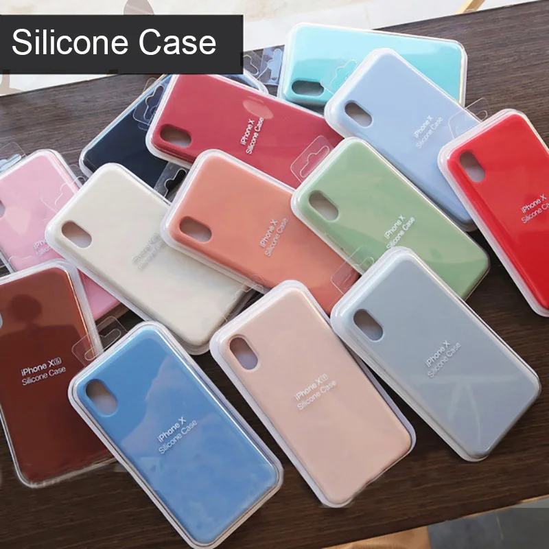 Original Official Silicone Case For iPhone 7 8 Plus Apple X XS Max XR 6 6S 5 5S SE Logo Cover case Capa |