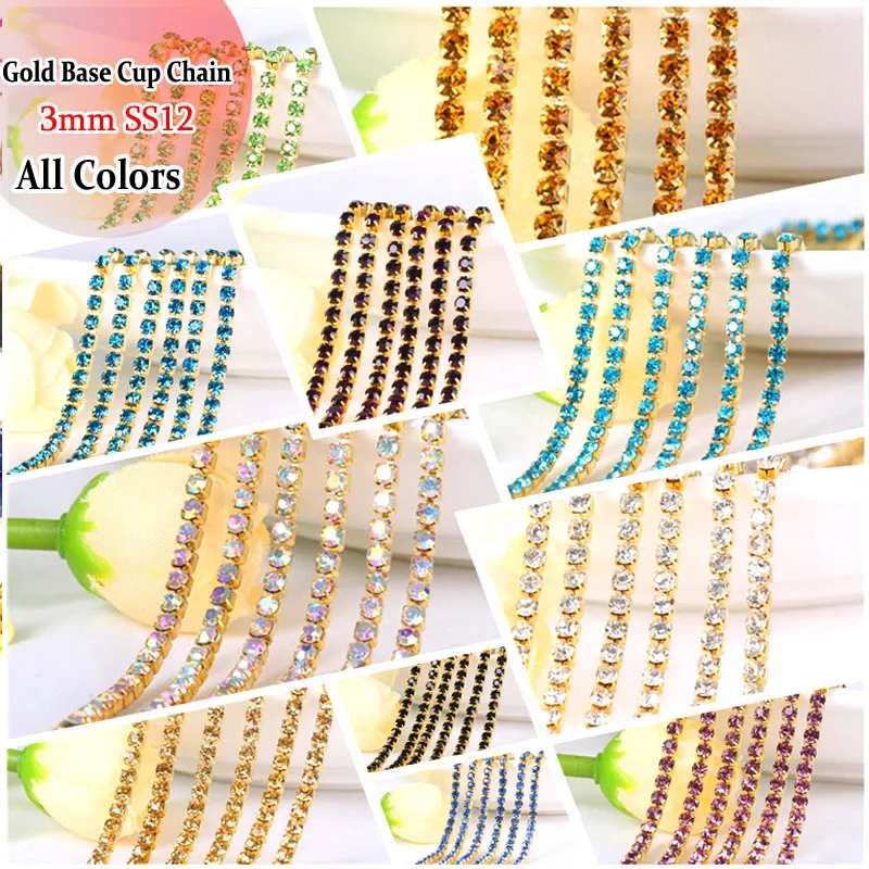 SS12 все цвета золотое основание Стразы в ремесле прозрачные кристаллы стразы