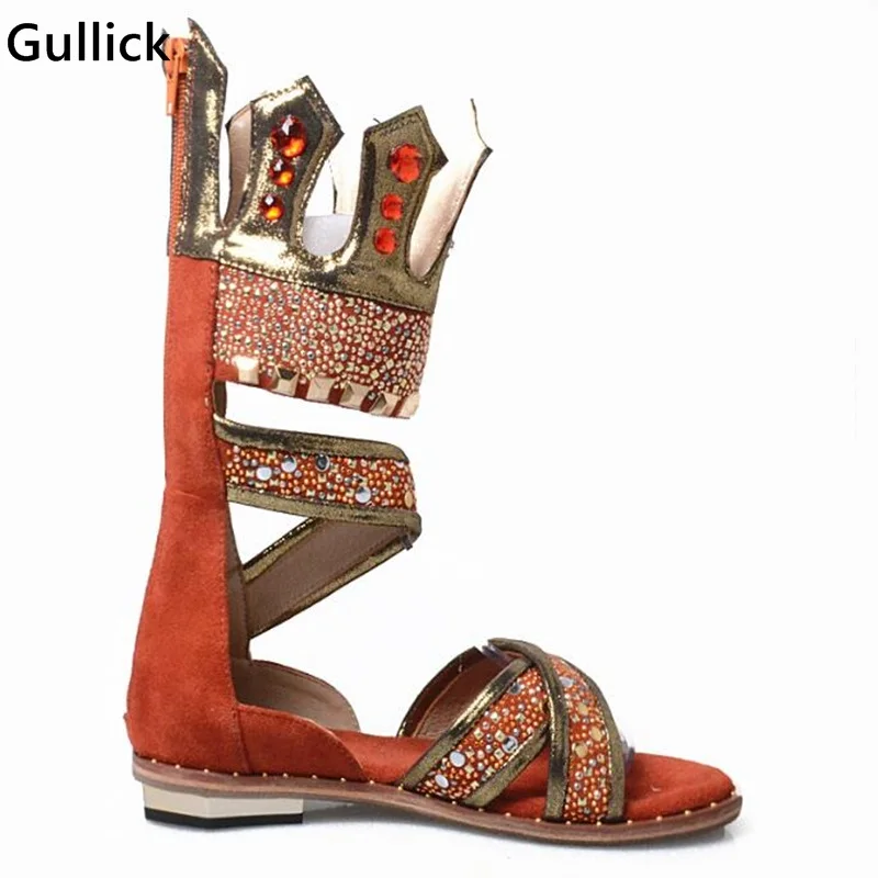 Модные 2018 Красочные Стразы с заклепками Летние женские открытые ботинки