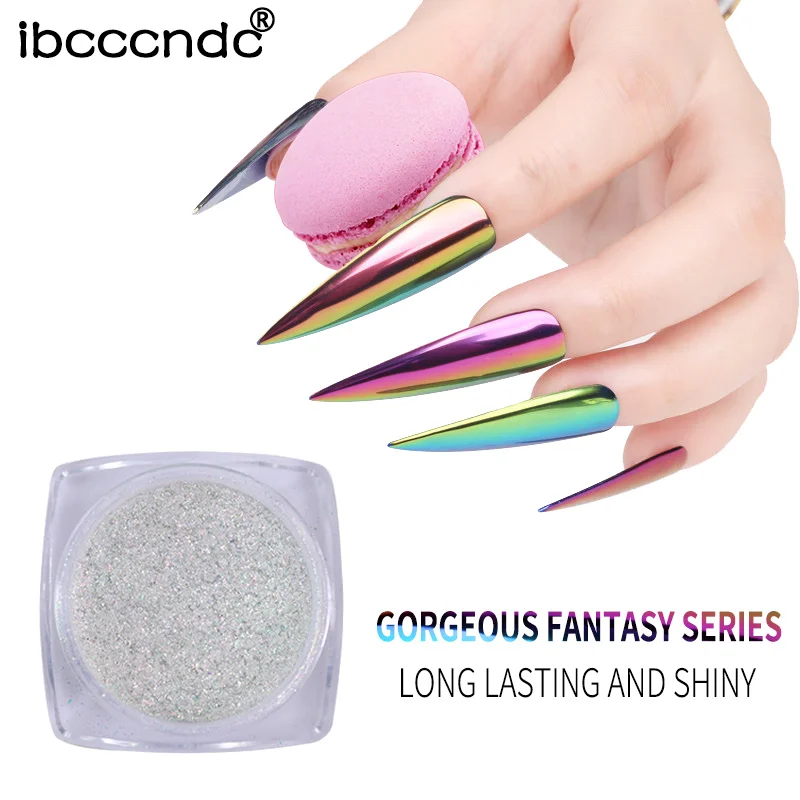 Неоновый Блестящий Единорог для ногтей зеркальный Порошок Ультратонкий Русалка