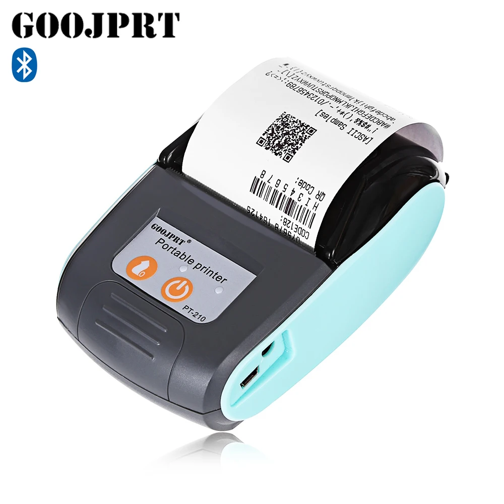GOOJPRT PT-210 58 мм Bluetooth термопринтер портативный беспроводной чековый аппарат для Windows Android iOS