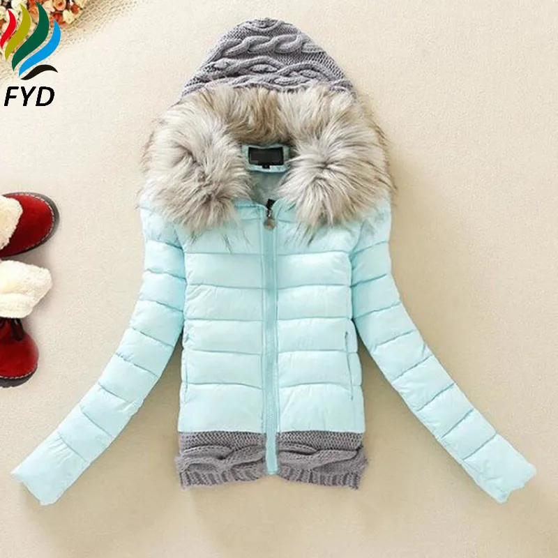 Новинка 2017 года зимнее пальто стеганая куртка короткие трикотажные капюшон