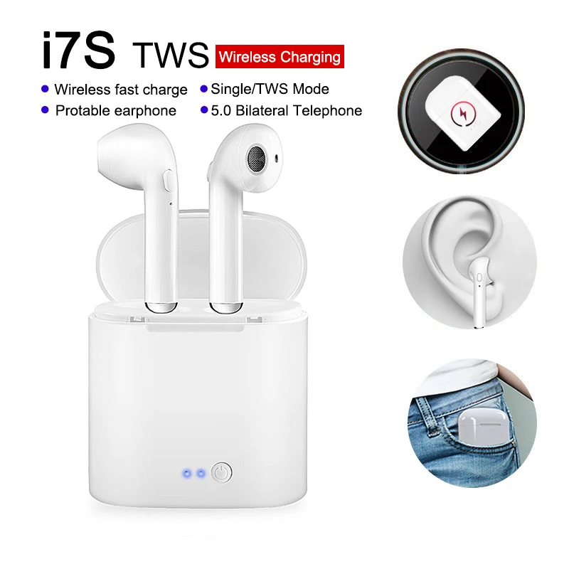 Новое Брендовое I7 Bluetooth Беспроводное зарядное устройство плюс i7S мини наушники