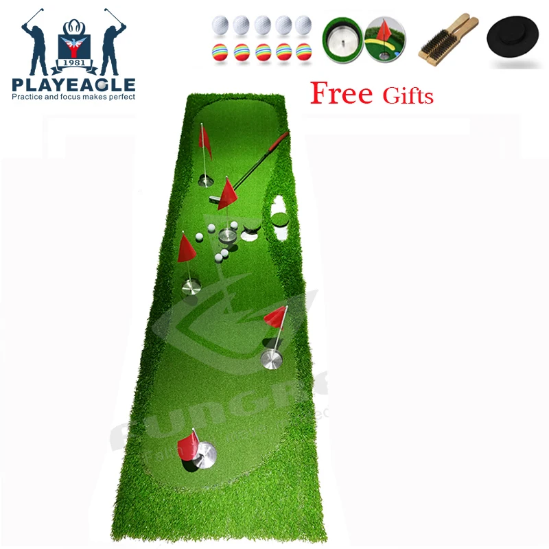 Новый FUNGREEN Golf 5 отверстий зеленый 75x300 см для тренировок в помещении и на улице
