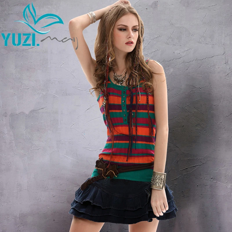 2015 Women Summer Top New Yuzi Womens Tank Tops Sleeveless Bodycon Cotton Vest For B9518 Clothing 3 Colors|vest top|top fortop sleeveless |