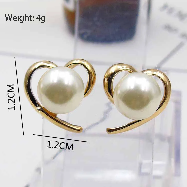 2019 New Arrival Gold Color Love Heart Stud Earring For Women Korean Style Pearl Earrings Fashion Party Wedding Jewelry Gift | Украшения и