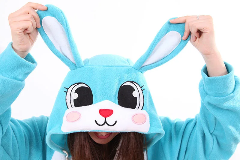 Комбинезон для взрослых с изображением животного синего кролика пижама