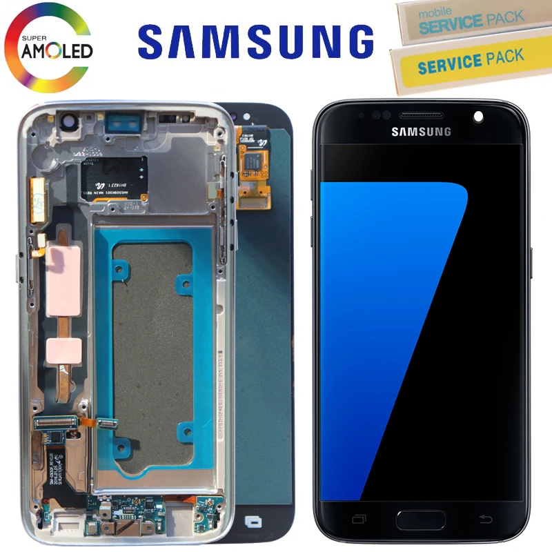 Оригинальный 5 1 ''SUPER AMOLED ЖК дисплей для SAMSUNG Galaxy S7 Дисплей G930 G930F Сенсорный