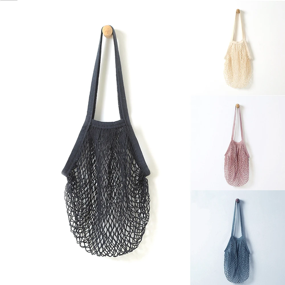 Хлопок сетки фрукты овощи женские сумки для покупок тканая сетка сумка ручной