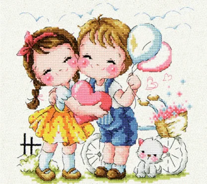 Золотая коллекция милый Набор для вышивки крестиком You Over Flower Boy and Girl Love