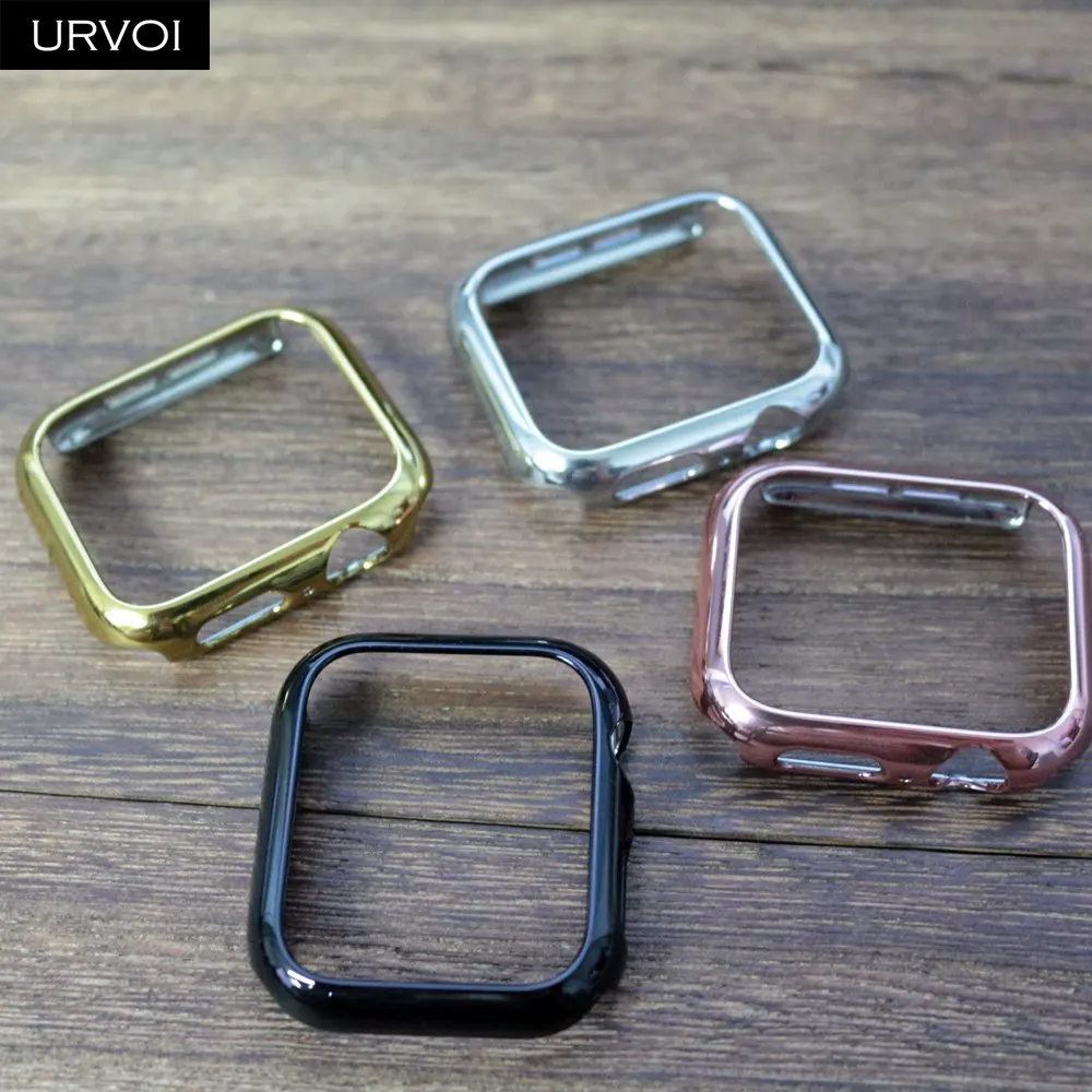 URVOI Бампер для Apple Watch серии 8 7 6 SE 54, чехол-накладка iwatch с покрытием электропластика, жесткая рамка, узкий профиль, ультратонкий.