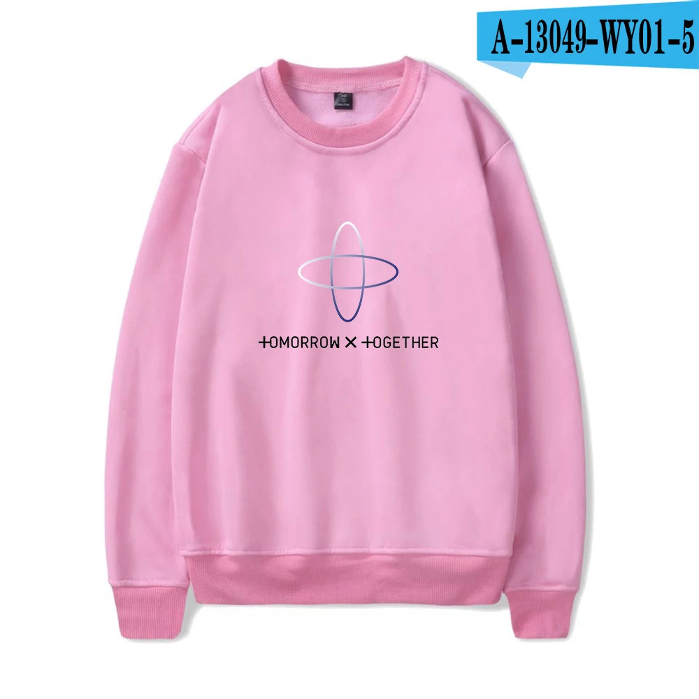 TXT классический крой унисекс Crewneck Толстовка с принтом с длинными рукавами Pollover - Цвет: Pink