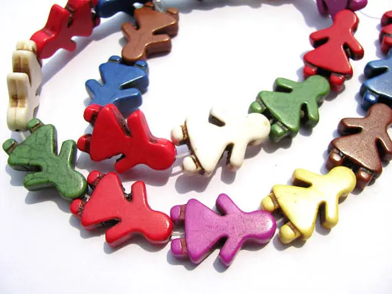 

wholesale turquoise stone cute person multicolor jewelry beads 16x24mm --2strands 16"/per