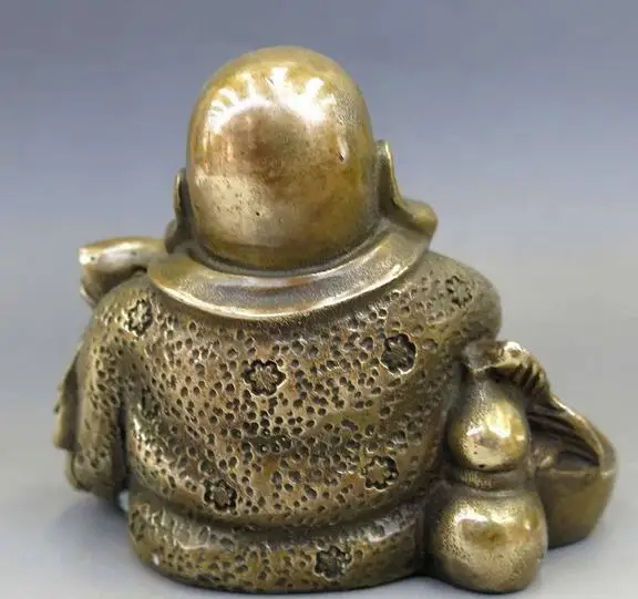 

Chinese Brass Copper Buddhism Fengshui Fish Money Wealth Maitreya Buddha Statue