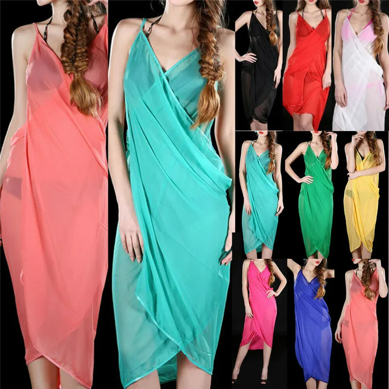 Красивое женское сексуальное шифоновое Бандажное парео Пляжное бикини