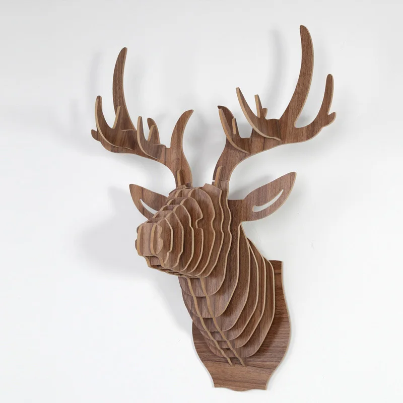 Деревянная голова оленя для украшения стен креативная деревянная животного в