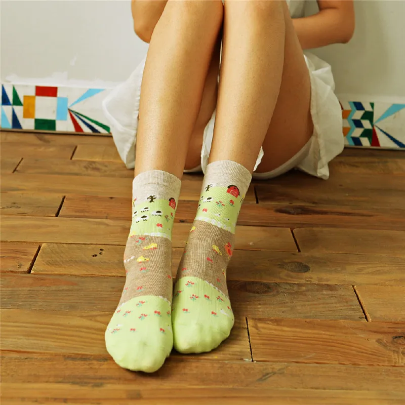 Женские хлопковые носки с рисунками Caramella 2 пара/лот|cotton socks for woman|socks womenfashion women |
