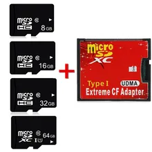 Новинка! 8 ГБ, 16 ГБ, 32 ГБ, 64 ГБ, Micro SD, SDHC, SDXC, TF карта, C10, с TF картой, в CF, карта, адаптер, высокая скорость для камеры