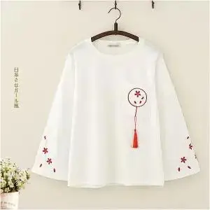 Long sleeve Летняя футболка с принтом Kawaii Japan, женская черная летняя футболка, топ, одежда в стиле Харадзюку, футболки для девочек, футболка, уличная одежда - Цвет: Long sleeve