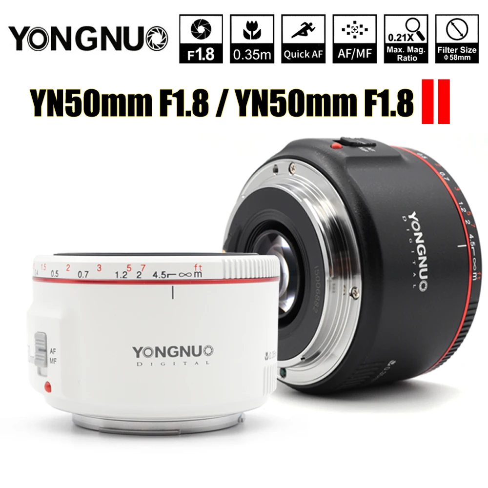 Оригинальный YONGNUO YN50mm F1.8 II с большой апертурой Автофокус Объектив для Canon эффект