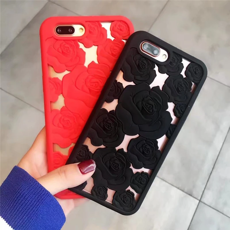 case For Samsung Galaxy s8 plus s7 s6 edge fashion Hollow Rose silicone Phone Case Apple iphone 8 7 6 6s 5 5s SE |