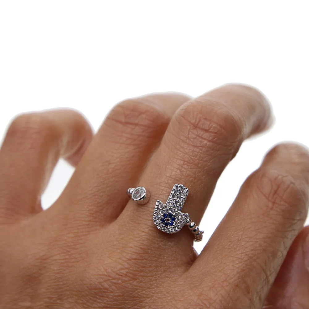 Новинка 2019 кольцо открытого размера с фианитом регулируемое для женщин винтом