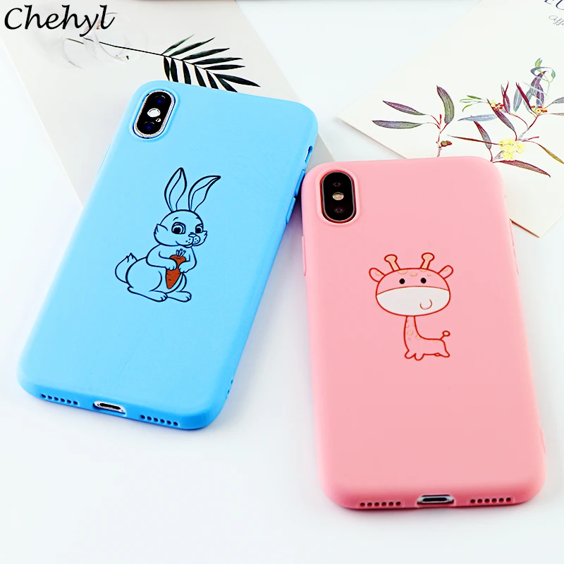 Phone Cases for iPhone X XS MAX XR 6 s 7 8 Plus Fitted Case Funny Cute Animal Rabbit Soft Silicone Cell Covers Accessories |