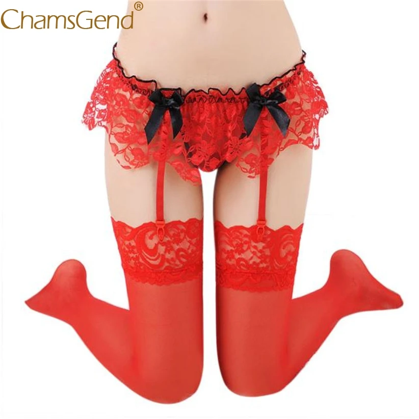Chamsgend интимные женские сексуальные кружевные подвязки Linegrie с оборками бантиком и