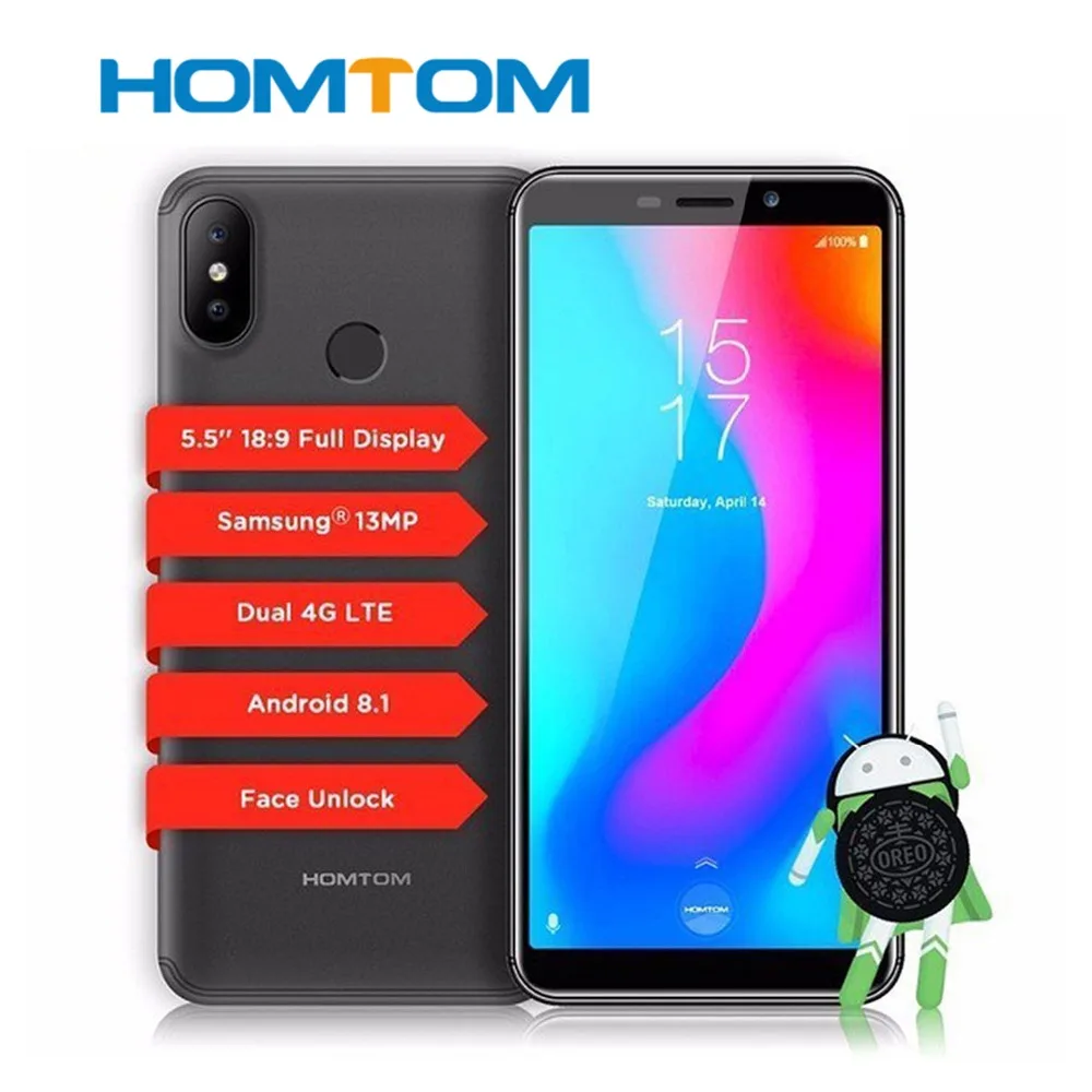 HOMTOM C2 5 &quotAndroid 8 1 2 ГБ + 16 Гб встроенной памяти быстрая зарядка мобильный телефон Face