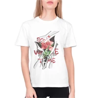woman tees tops women t shirt camisetas mujer fashion ladies fashion short sleeve top 3d flower print white high quality t shirt