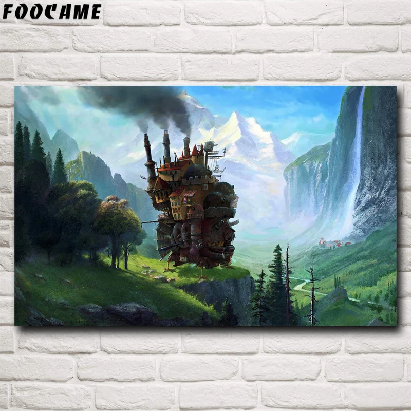 

Howl's Moving Castle Poster Miyazaki Hayao Movie Anime Print Silk Manga Wall Art Home Decoration Painting Decorative Pictures