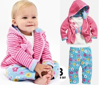 retail 2014 baby girls clothing set autumn female child stripe bow hoody flower pants long sleeved t shirt three piece sets