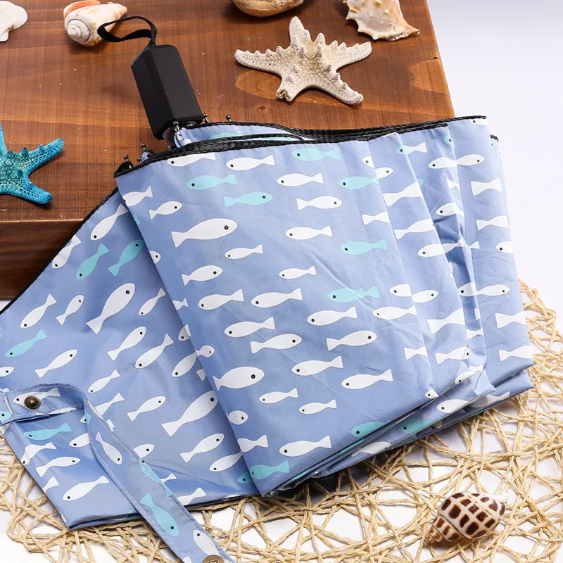 Высокое качество зонтика для дождя с узором рыбы для женщин, 3-слойного, черного покрытия, Paraguas Sun Solar с бесплатной доставкой