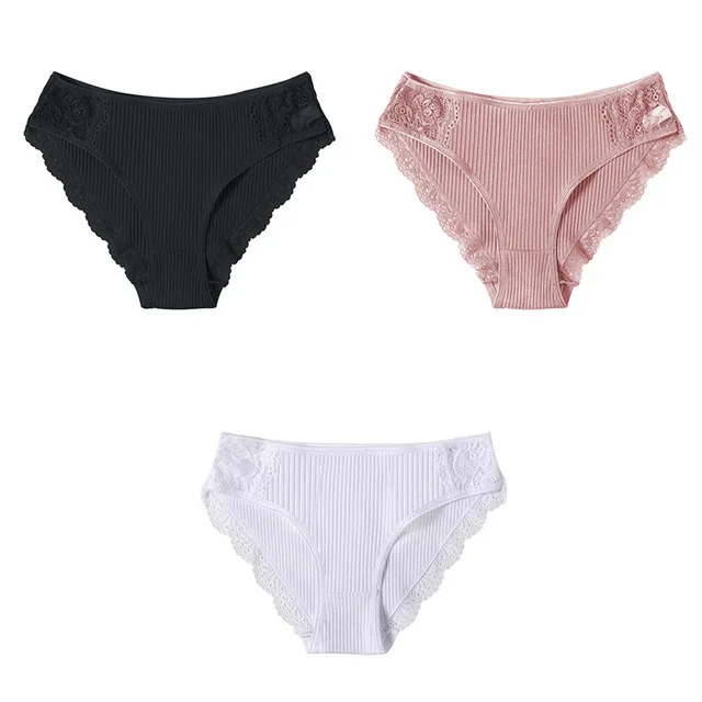 set 1 Cotton 3 шт, хлопковое нижнее белье, женские трусики, набор, удобные трусы, цветочные кружевные трусы для женщин, сексуальные трусики с низкой посадкой, нижнее белье - Цвет: set 1