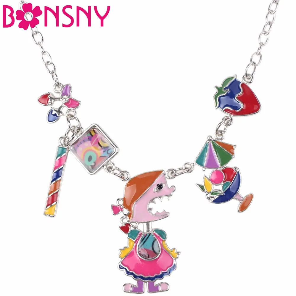 Колье-цепочка женское Bonsny, с эмалью, в виде ледяной звезды, кремовое ожерелье