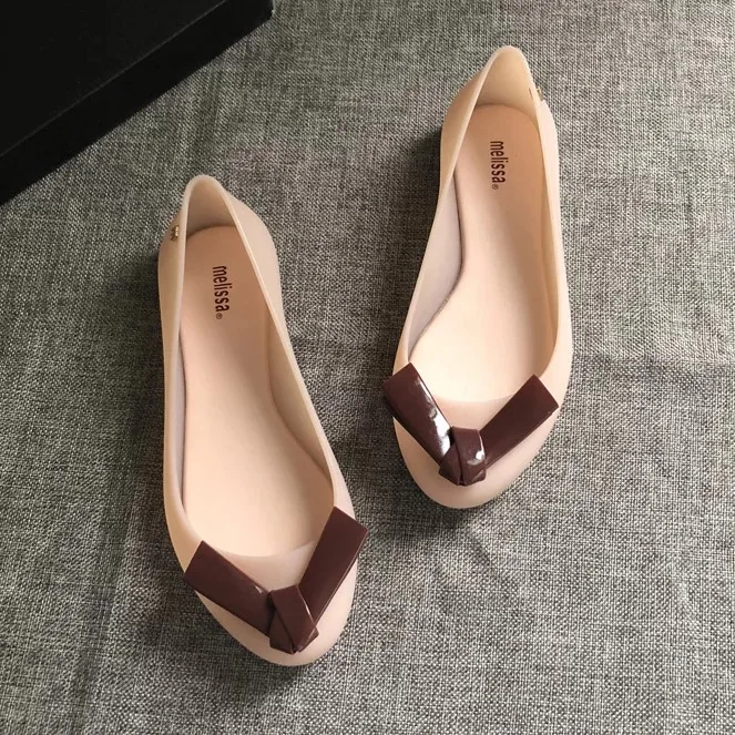 Melissa 2019 летнее Женское гнездо бантом прозрачная туфля расшитые бисером туфли