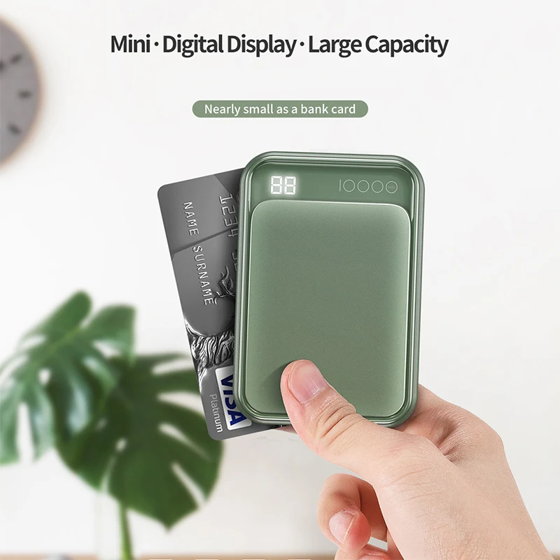 ROCK Mini цифровой дисплей внешний аккумулятор 10000 мАч портативный двойной USB для iPhone