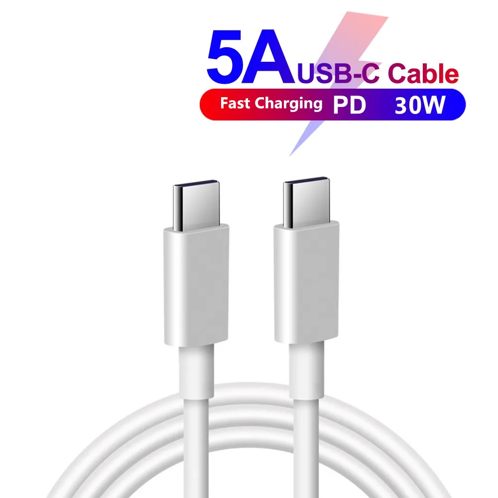 Слоновая кость Type-c-type-c 30 Вт PD кабель 5A двойной usb кабель для передачи данных QC 3,0 зарядный адаптер для зарядки xiaomi huawei phone macbook - Цвет: Слоновая кость
