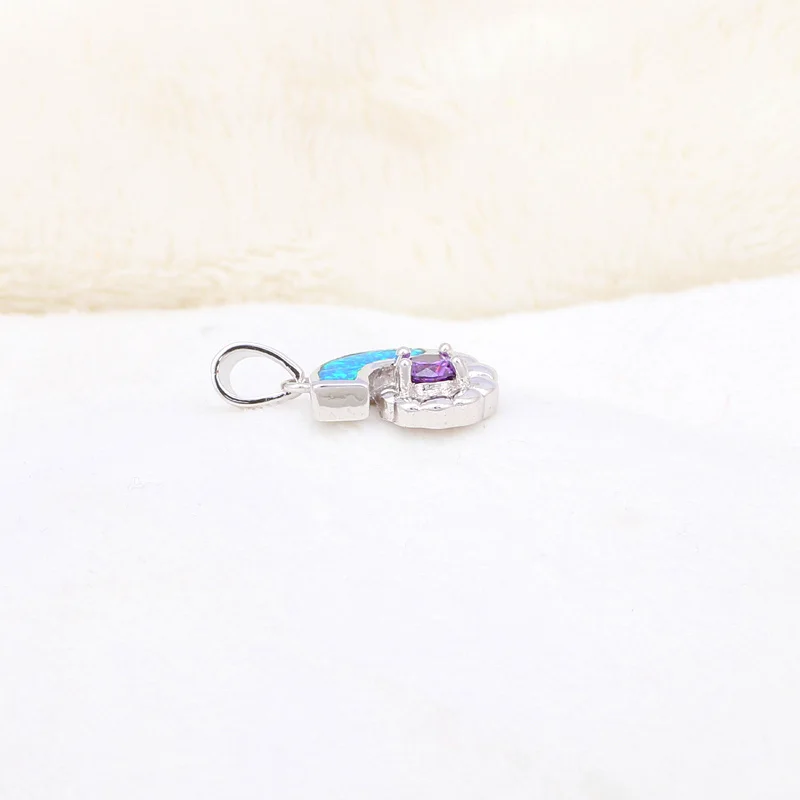 Hot Sell Retail Style Popular Gifts for girls People Blue fire Opal Fashion jewelry stamp silver plated Necklace Pendants OP411A | Украшения