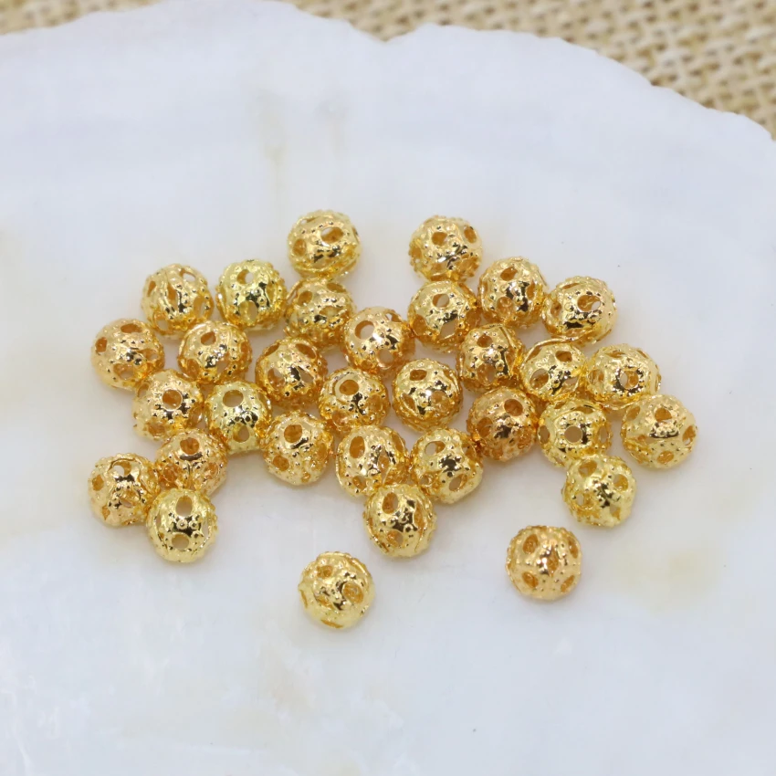 Оптовые цены высококачественные аксессуары золотого цвета 4 мм Круглые