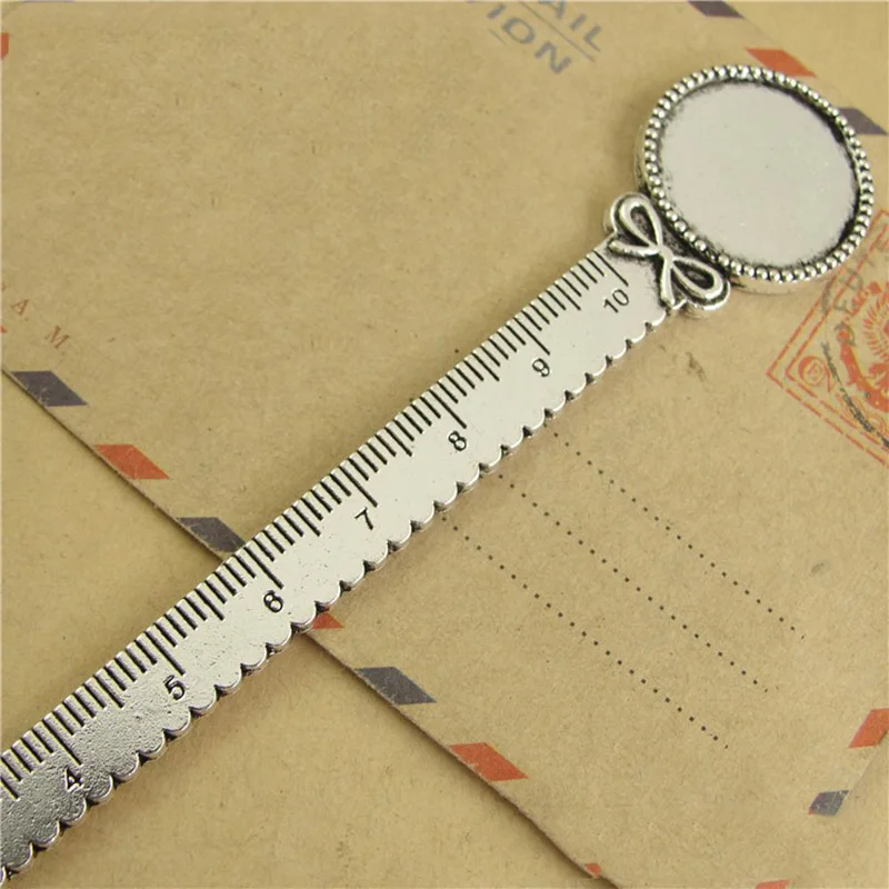 Antique Silver 20mm 5 шт./лот старинная Серебряная бронза 2 стиля Закладка-линейка кабошон основа Закладка установка для 20 мм/18x25 мм закладки сделай сам - Цвет: Antique Silver 20mm