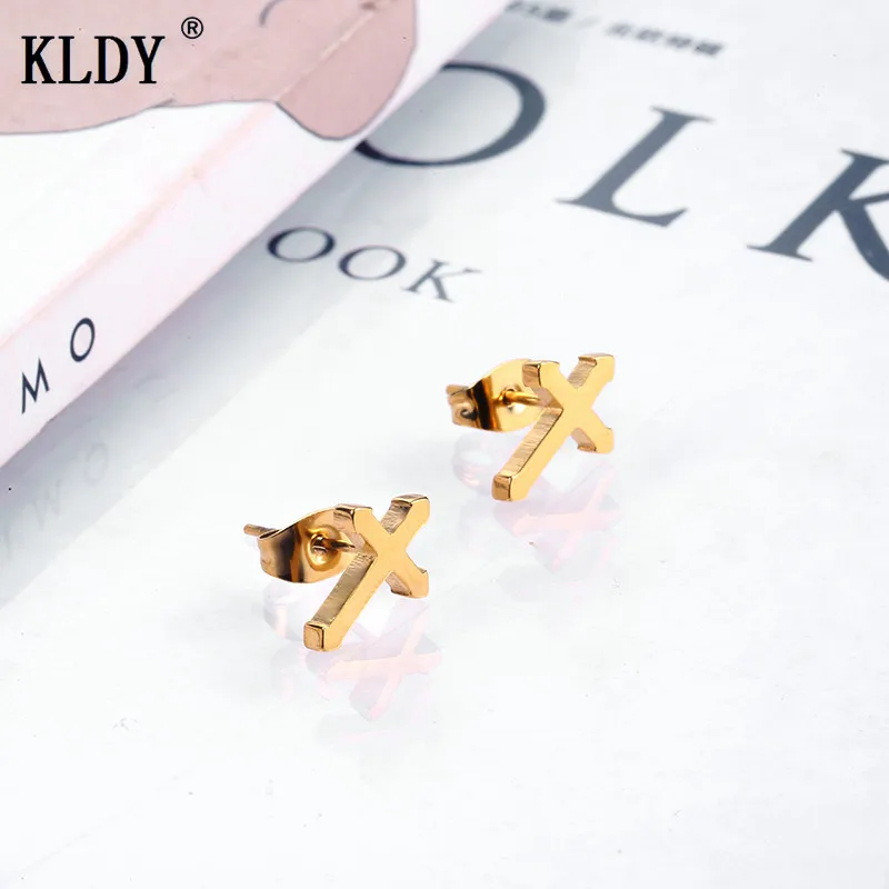 KLDY золотые серьги, женские серьги-гвоздики с крестом, серебряные серьги из нержавеющей стали, простые серьги-гвоздики для женщин и мужчин, маленькие ювелирные изделия, Прямая поставка