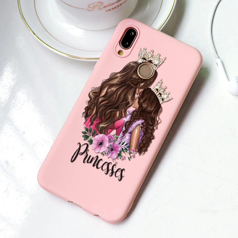 0c2hg Коричневые волосы для мамы и девочки, чехлы для huawei P30 P8 P9 P10 P20 mate 10 20 Lite Pro Plus P Smart Y6 Y9, Мягкий матовый ТПУ - Цвет: 0c2hg